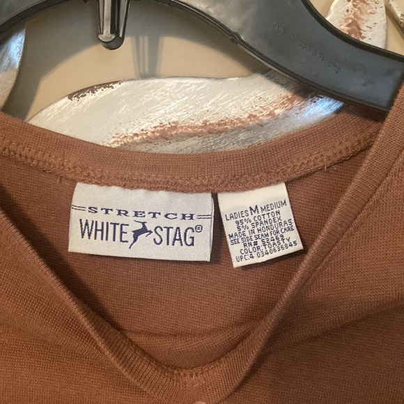 Camel Brown White Stag Stretch Tank Top - Picture 3 of 3